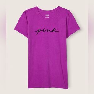(MEDIUM) VS PINK Knit Short Sleeve Perfect T-Shirt